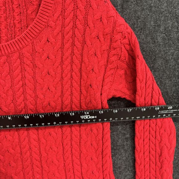 American Eagle Sweater Women's Medium Red Cable Knit Pullover Zipper Hem Casual - Picture 5 of 8